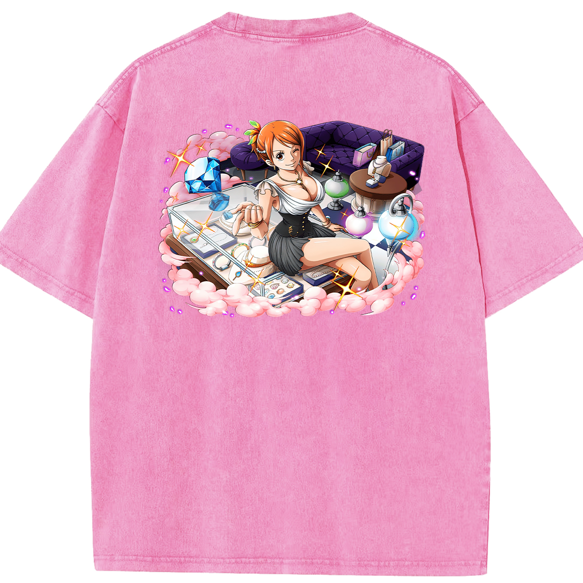 ワンピース ナミ ONE PIECE Nami 綿100% ヴィンテージ風 半袖Tシャツ（背面プリント）